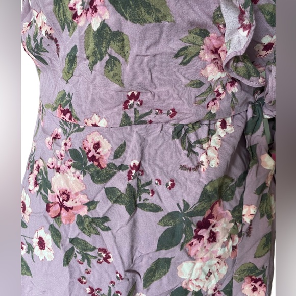 Xhilaration Lavender Floral Ruffled Babydoll Dress Preppy Collar Hem Size Small - Picture 4 of 12